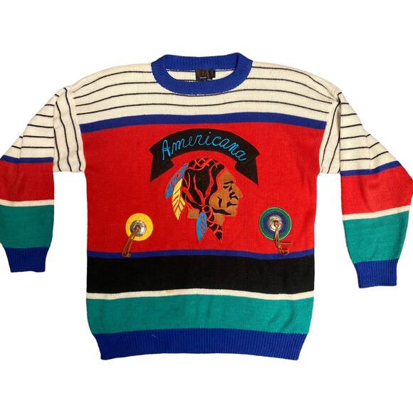 Vintage FIA Italia Americana Native American Sweater Size Small - Picture 1 of 11